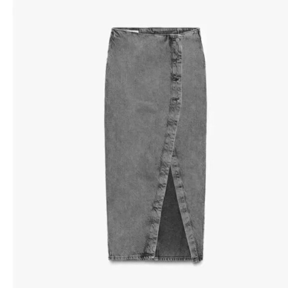 ZARA Denim Crossover Midi Skirt in Dark Gray NWT Medium M NWT - Picture 4 of 16